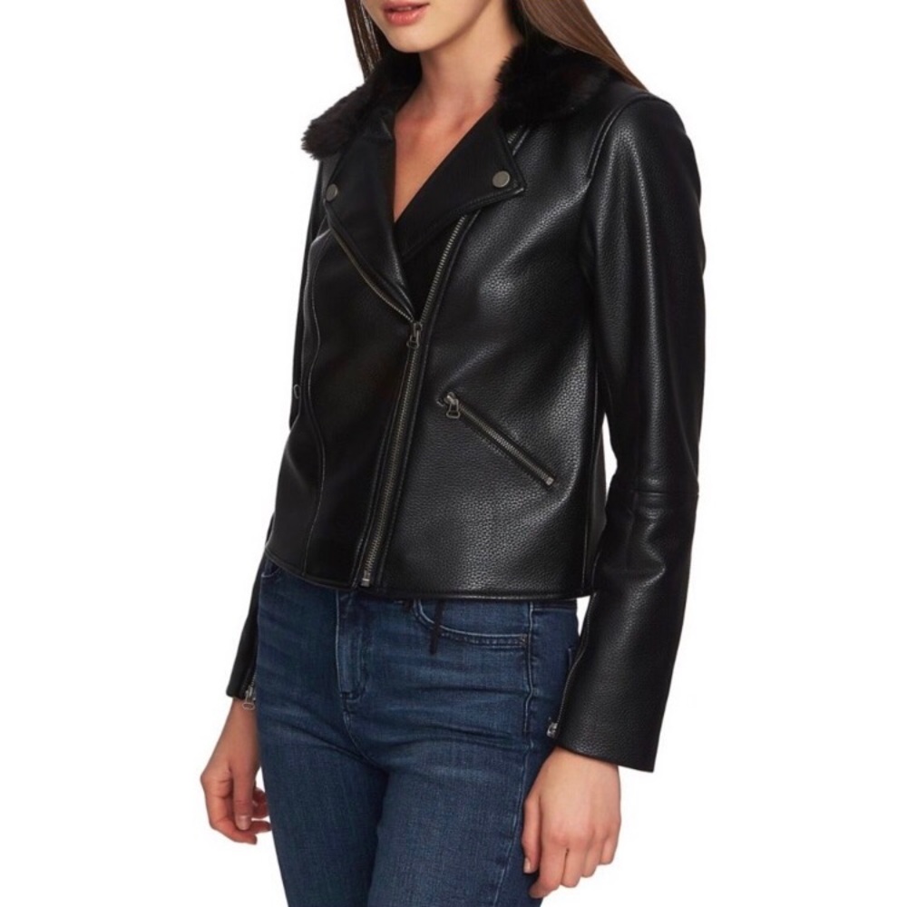 1. State NWT Faux Fur Moto Jacket XS